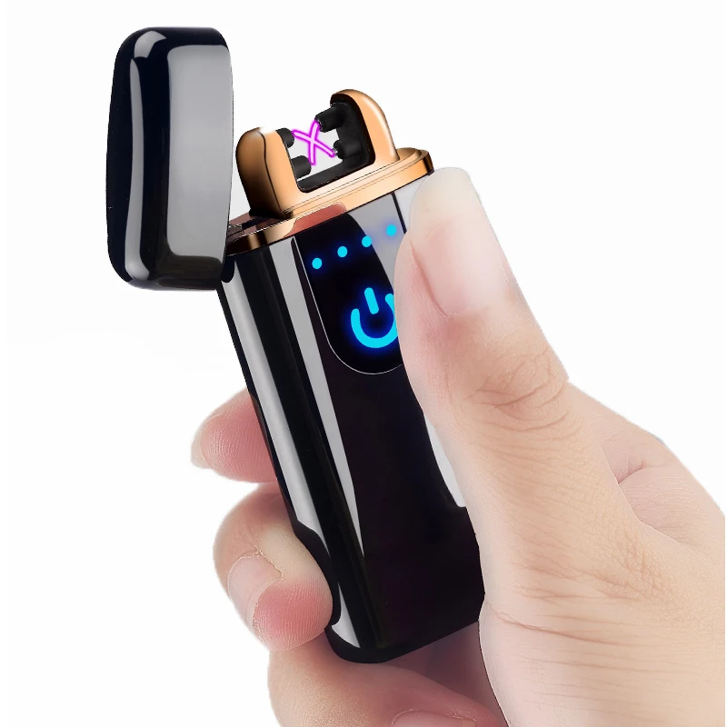 Creative Gift Double Arc Plasma Lighter Smart Fingerprint Sensor Cigarette Lighters