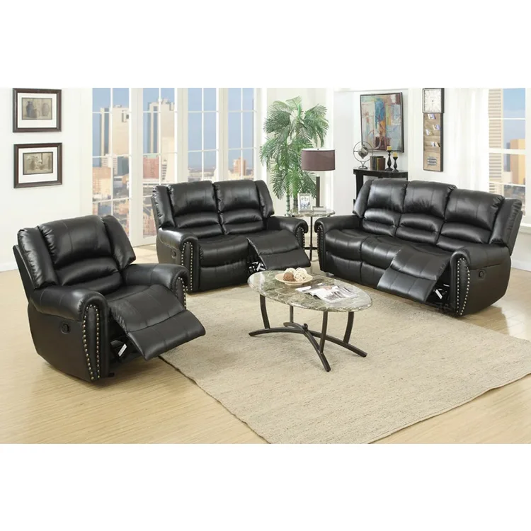 Latest Design Leather Sofa Set 3 2 1 Seat Luxury Leather Recliner Sofa Set Living Room Furniture