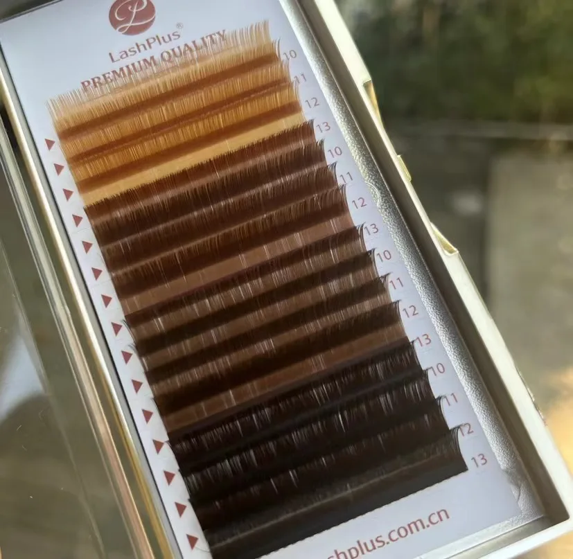 LashPlus Premium quality Handcrafted Rich Dark Brown color Volume 0.05 0.07 0.10 0.15 Brown Lash Extensions
