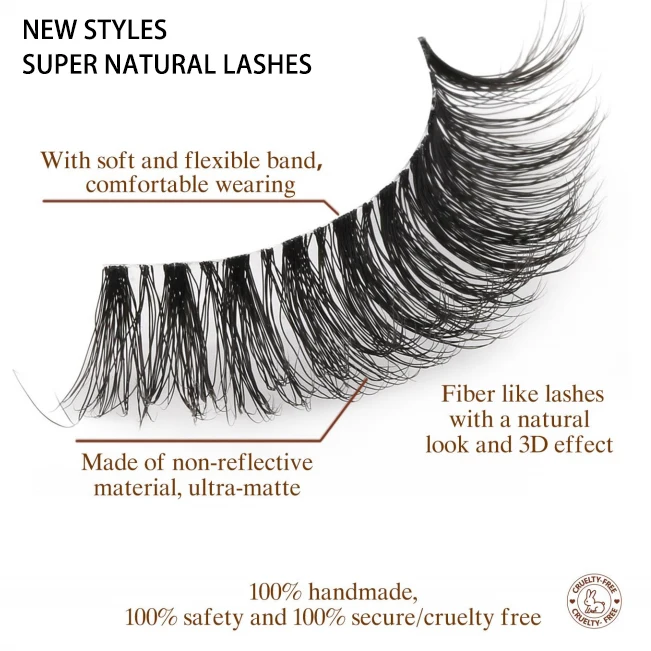 2023 Фирменная торговая марка ресниц натуральный вид Искусственная норка накладные ресницы сверхтонкие прозрачные ресницы матовая полоса натуральные ресницы