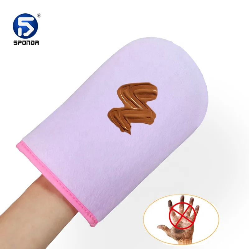 Custom Personalised Private Label Body Soft Applicator Self Application Velvet Brown Tan Tanning Mitt