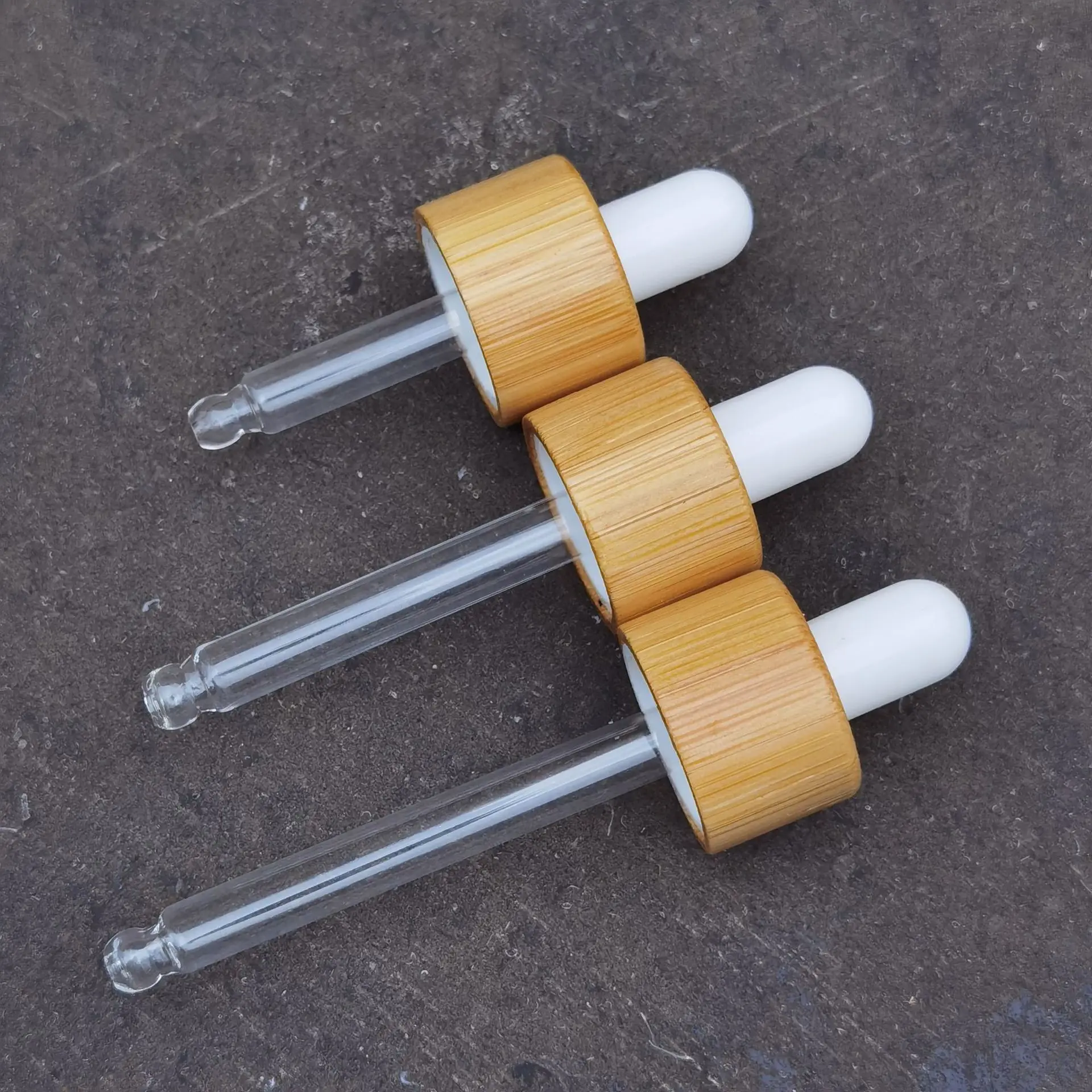 Bamboo Caps 18/410 Screw Press Dropper Cover Cap with Glass Pipette For 5/10/15/20/30/50/100ml glass bottle