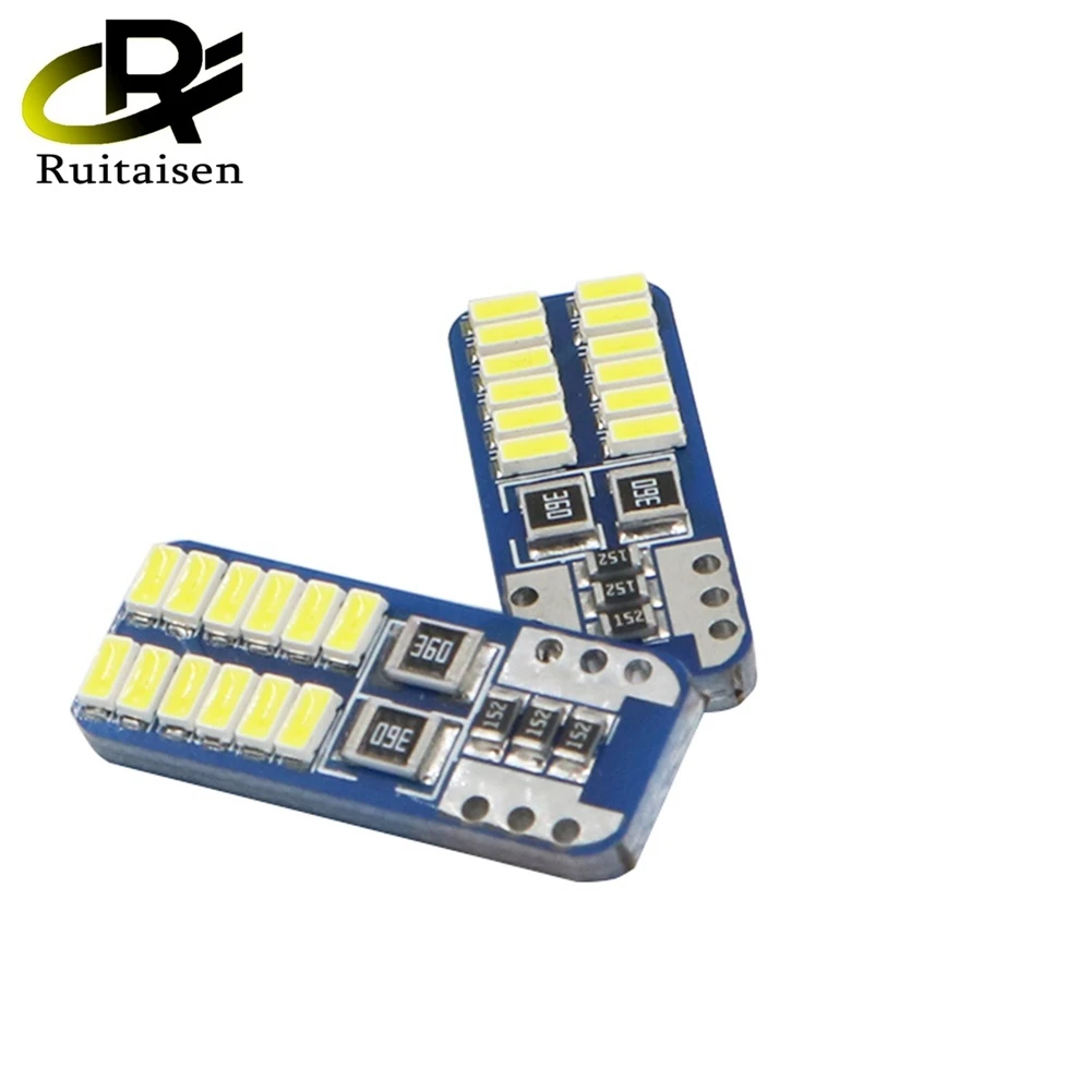 Высококачественная Светодиодная лампа CANBUS T10 24smd для автомобиля, без ошибок, 3014, 12 В, сверхъяркая лампа для габаритного освещения