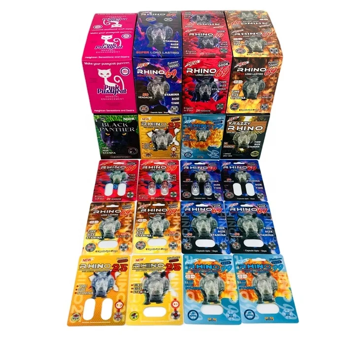 Rhino 69 600K Blister 3D Card For Capsule Container Jar Pink Pussycat Female Enhancer Pills Packaging Black Mamba 7K Paper Card