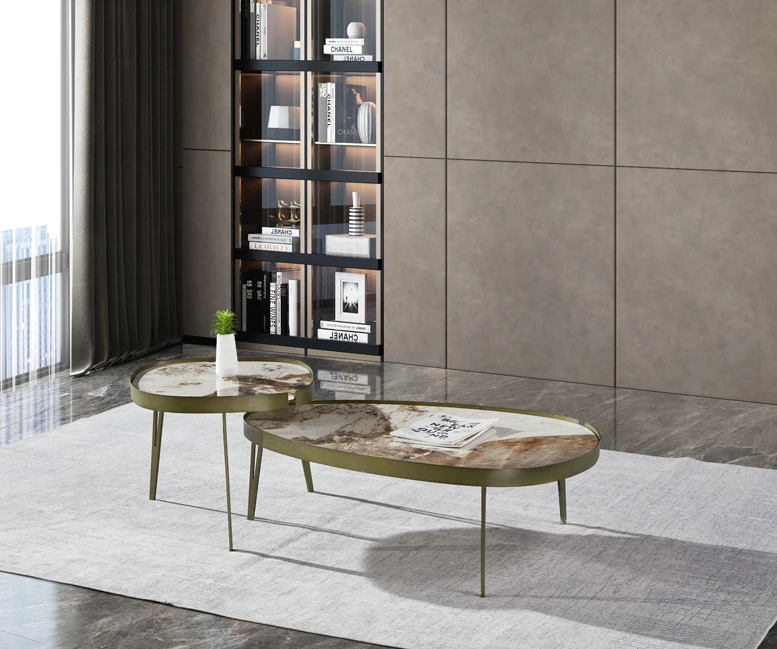 2021 China hot sale natural marble coffee table multi functiin coffee table fashion coffee table