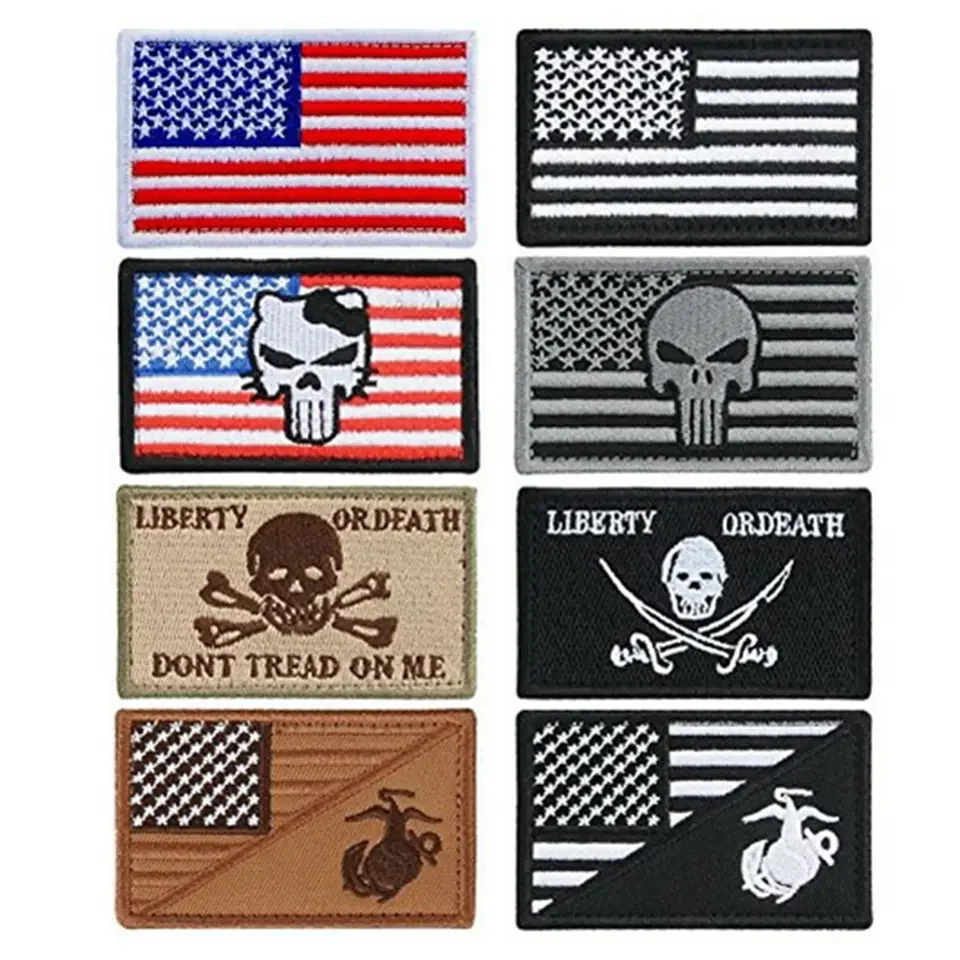 Embroidery Flag Patch US Tactical Hook and Loop Patches Magic Sticker Armband Stickers Badge