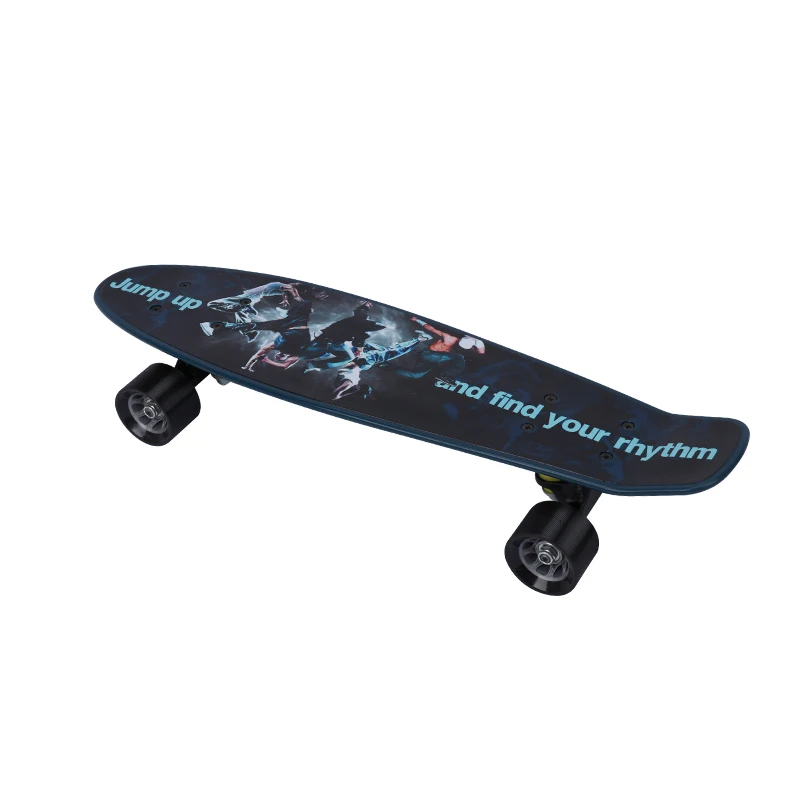 Cruiser Skateboard Plastic Skate Board Retro Graphic Plastic Skating Board 4 PU Wheels With Lights