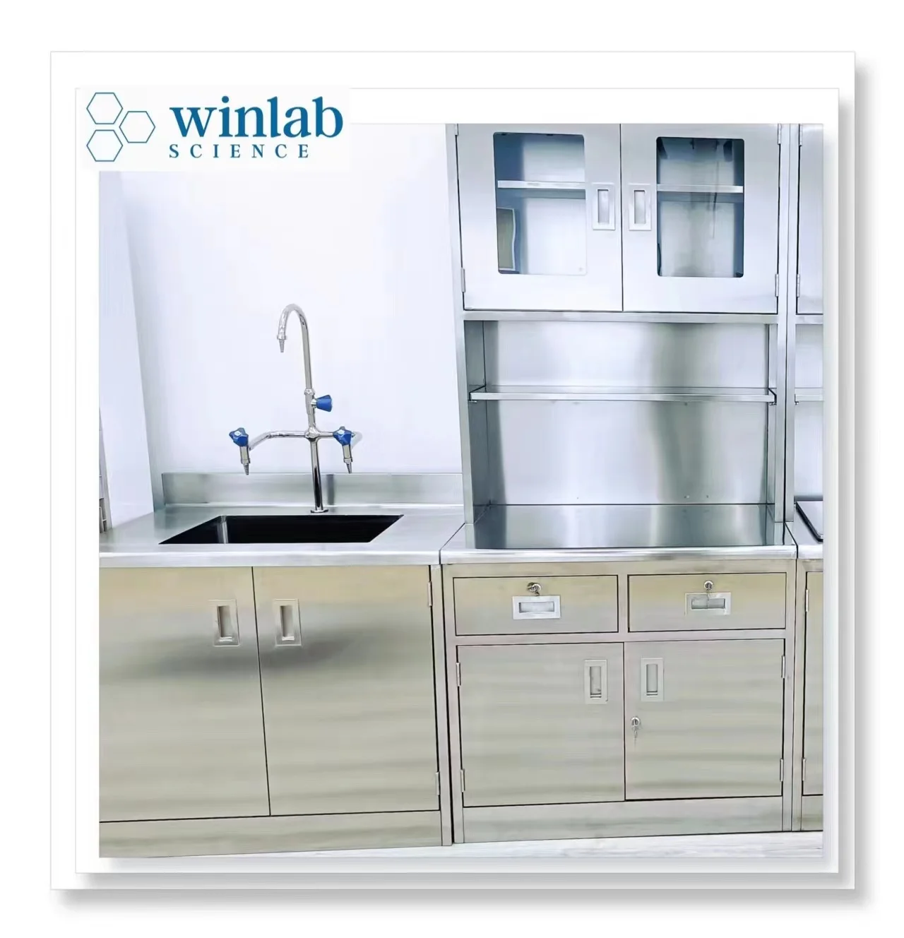304 stainless steel wash sink with sensor faucet and mirror medical surgery sink for kitchen/hospital/clean room/laboratory