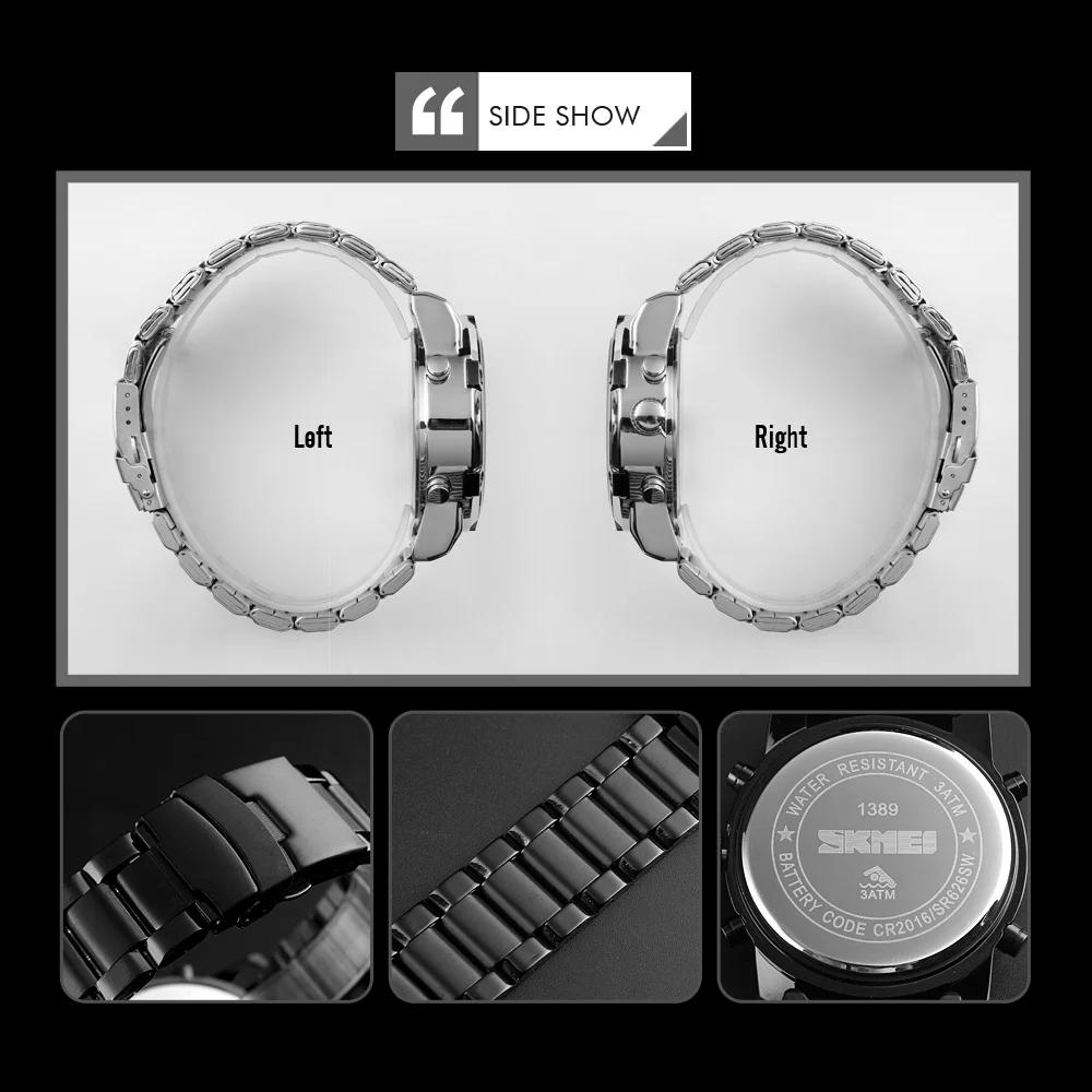 Skmei 1306 Stainless Steel Watch Jam Tangan Pria Waterproof Wristwatches Mens Luxury Watches