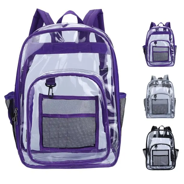 Large Black Clear Backpack Heavy Duty PVC Transparent Clear Bag Backpack for Stadium School