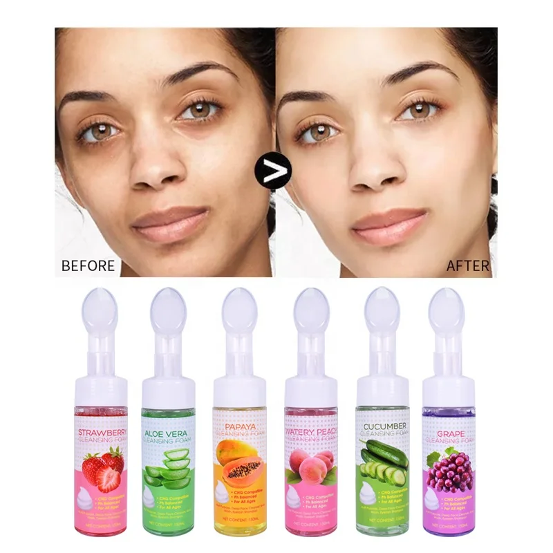 Custom Oem Moisturizing Organic Aloe Vera Natural Korean Deep Cleansing Mousse Collagen Facial Cleanser Organic Foam Face Wash