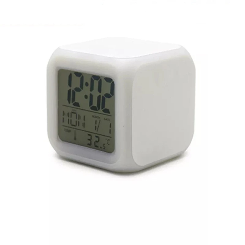 Sublimation digital clock LED color changing plastic clocks 4 faces cube clocks
