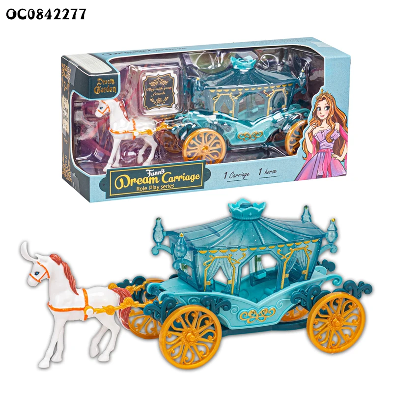 Newest girls fashion princess doll carriage plastic horse carriage toy for kids