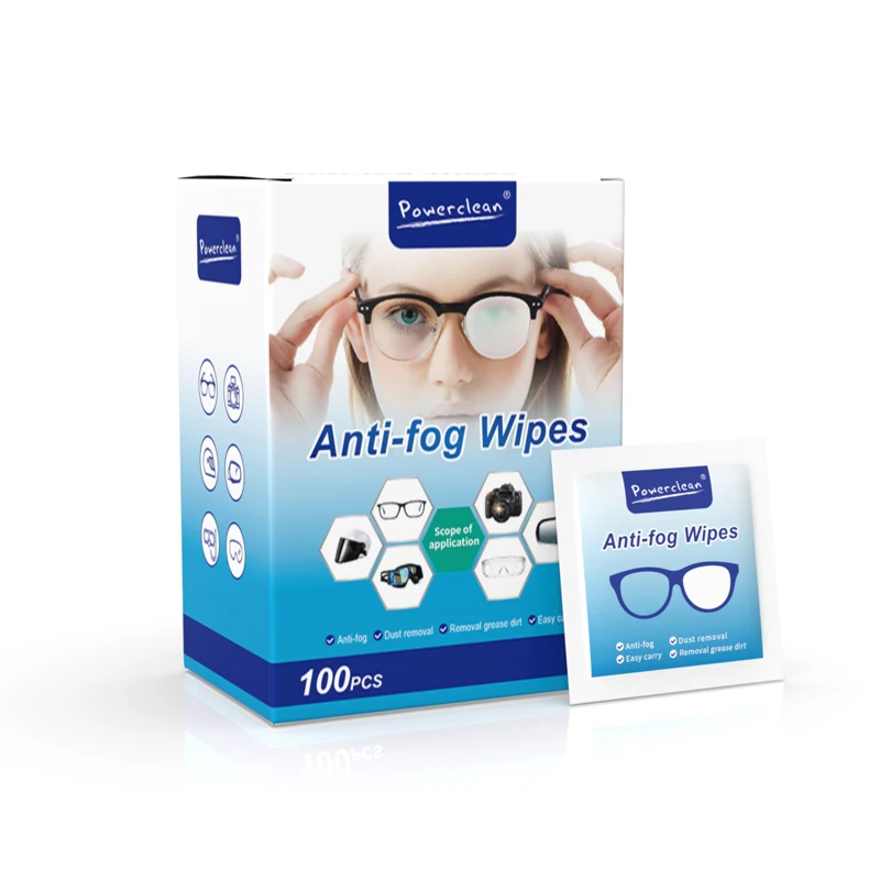 Disposable 100pcs Each Box Pre-Moistened Quick Dry Scratch-Free Anti Fog Cleaning Wipes for  Lenses Glasses Screens