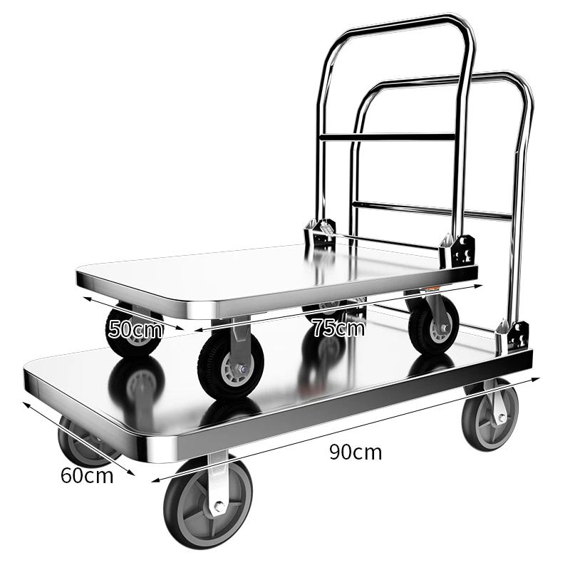 Custom wheels trolley factory Wholesale High Quality 600kg Hand Trolley Industrial plastic Foldable Platform Truck
