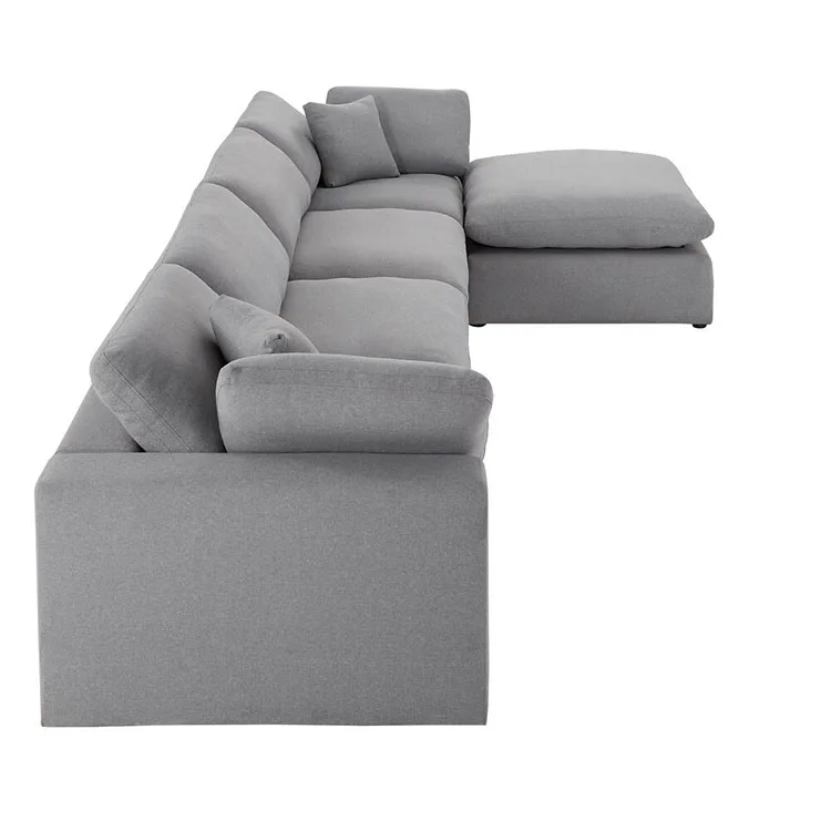 high end grey 8 seater set soft feather coach new design chaise longue  living room cube sectional Corner sofa
