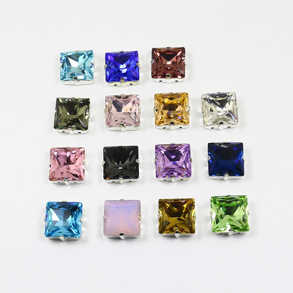 DZ-3009 Square Shape Fancy Stone Point Back Crystal Stone Mix Color Glass Rhinestone  For Jewelry Accessories