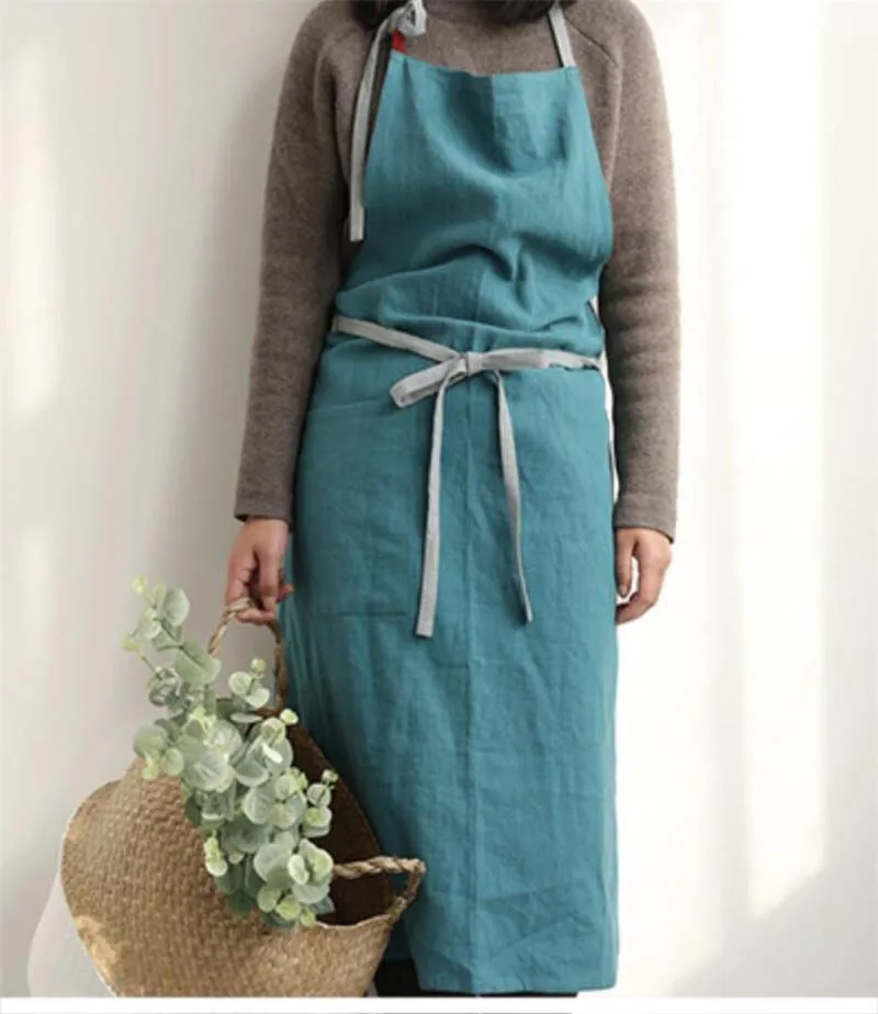 Nordic Simple Flower Shop Apron Cotton and Hemp Horticultural Coffee Shop Kitchen Cooking Apron Baking Restaurant Apron