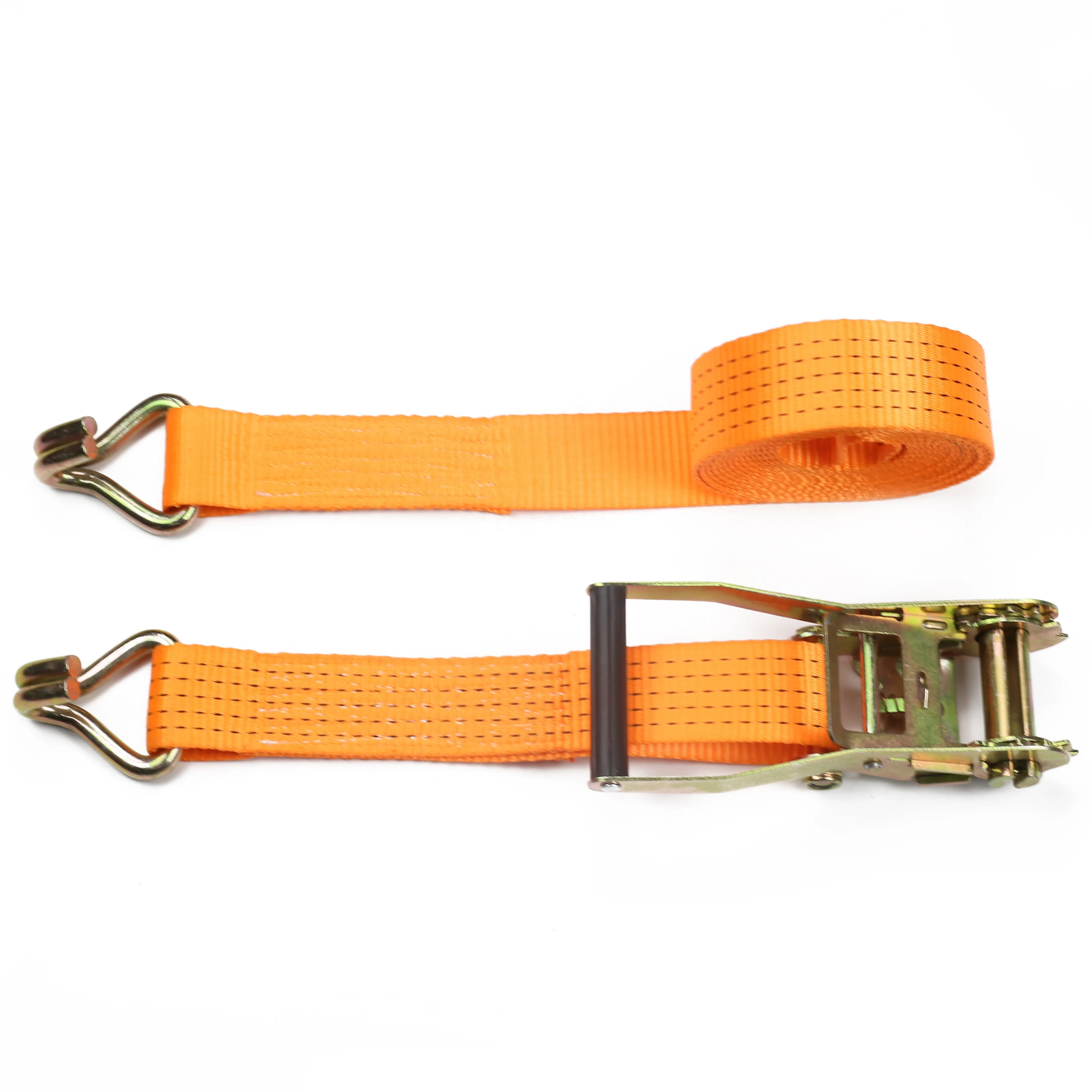 50MM Wide Orange Cargo Lashing Ratchet Tie Down Straps doubie j hook