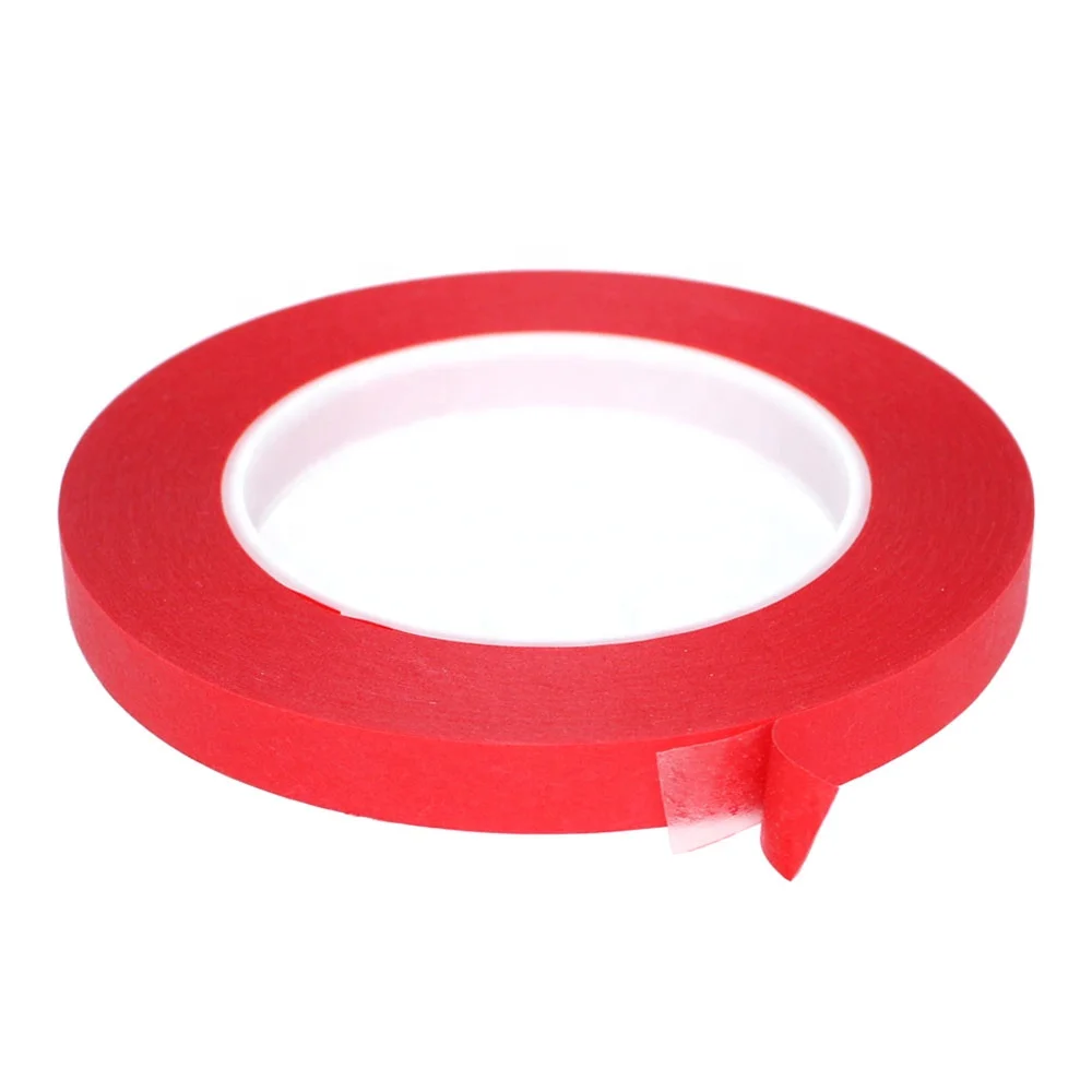 2- Recyclable High Temperature Resistant Spray Paint Masking Red Crepe Paper and PET Base With Silicone Glue Self Adhesive Tape