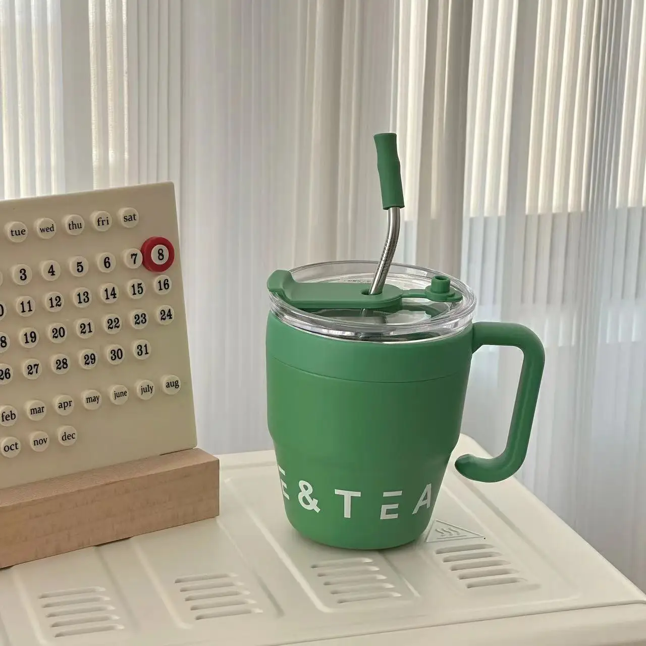 Cup Stainless Steel Straw Cup Double Drink Coffee Tumbler Cup Portable Mug coffee tumbler with handle and lid