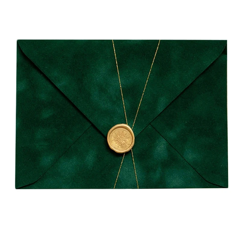 Bridal Wedding Invitation Emerald Blank Envelope Luxury Velvet Envelope Frosted Envelope Thank You for Business