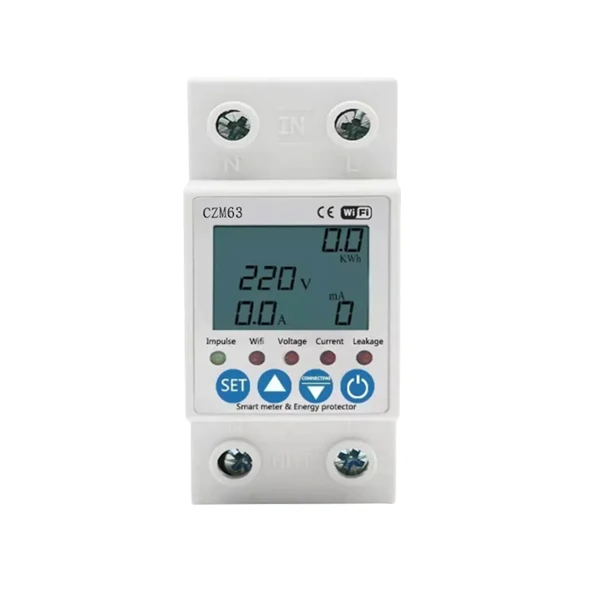 MCB63A TUYA APP WiFi Smart Circuit Earth Leakage Over Under Voltage Protector Relay Device Switch Breaker Energy Power kWh Meter