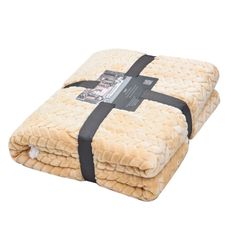 Plain Ear Of Wheat Jacquard Blanket Flannel Fleece Sherpa Double Layer Throw Flannel Blanket