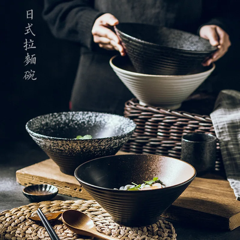 8Inch Finest Quality Custom OEM Handmade Japanese Restaurant Tableware Ceramic Soup Noodle Ramen Bowl