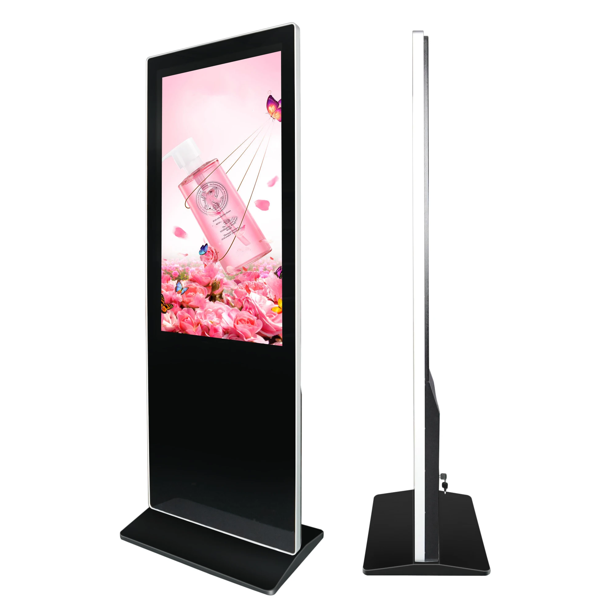 Indoor 65 Inch Advertising Player Touch Screen Floor Stand Kiosk UHD Screen Digital Signage and Display with Smart CMS System