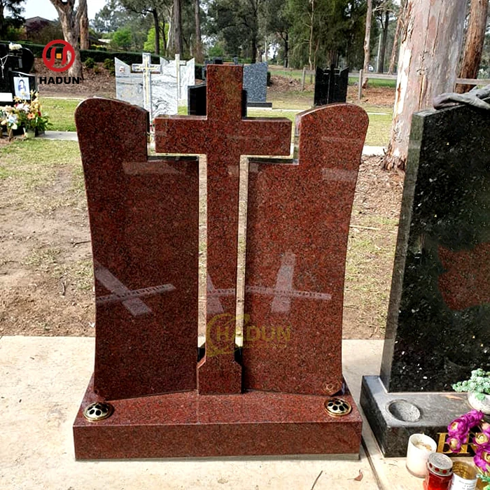 French Style Tombstone Monument Multicolor Red Granite