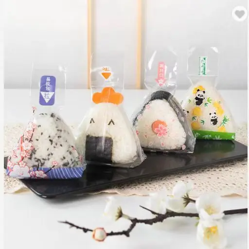 Безопасные пищевые пластиковые пакеты BOPP для onigiri треугольный рисовый шар пленочный пакет Бесплатная доставка в Россию