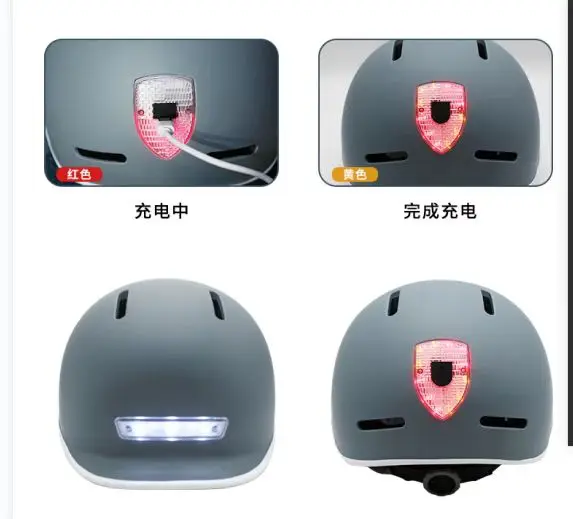 New Model Helmet Skateboard Helmet Cycling Helmet Roller Skating Sports Safety Hat with Front and Rear Light CE CPSC