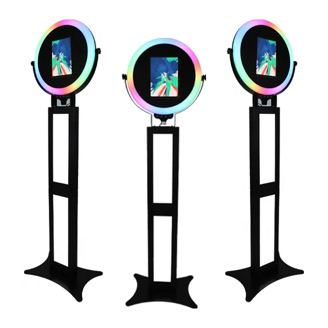 Hot Sale Magic Camera Ipad Photo Booth Shell Stand Table Ipad Tablet Photobooth Kiosk RGB ring light