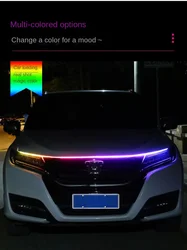 Remote Control Multifunction RGB Car Hood Light Start-scan Flexible DRL Strip with Flow Turning Double Flash Headlamp Bar