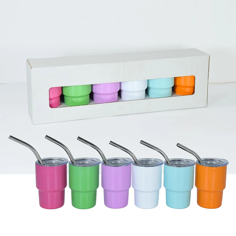 2oz 3oz tumbler shot glass sublimation blank Stainless steel double wall metal small mini tumbler with straw