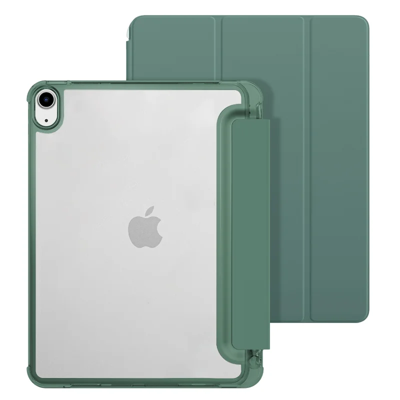 2021 Anti-fall PU Leather Clear PC Smart Folio Tablet Shell Flip Case For iPad Mini 6 8.3 inch