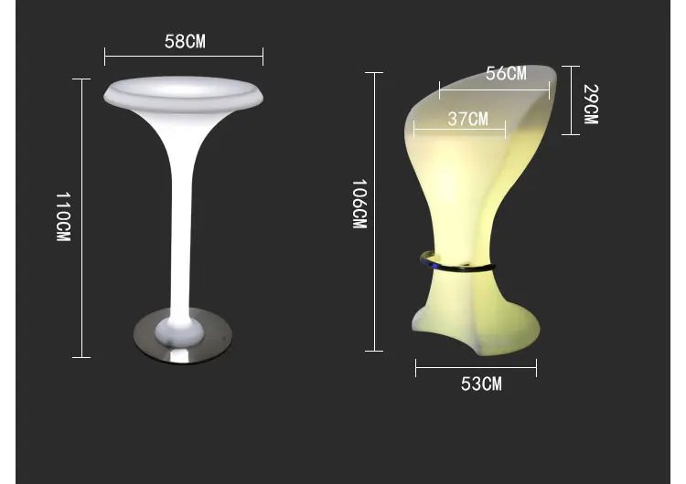 Night Club Lounge LED Outdoor Party Plastic Bar Stools Bar Tables Furniture Cocktail Table