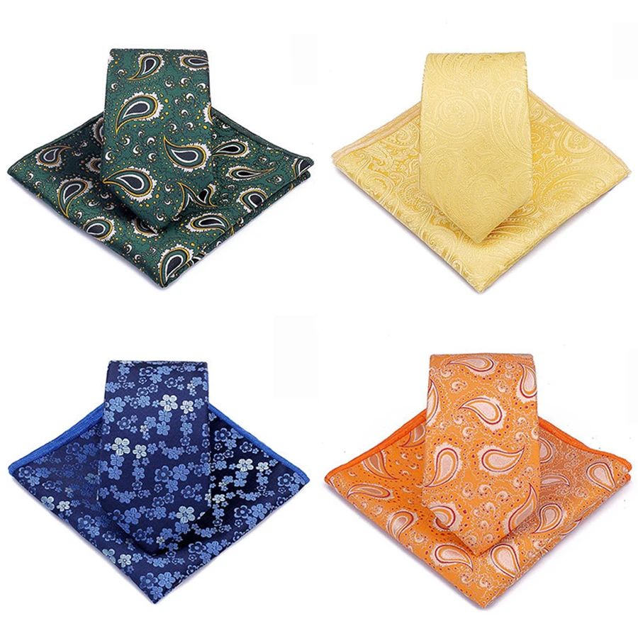 
 2,36 дюймов полиэстер галстук-бабочка, комплект кешью узор ручной работы нагрудный платок желтый розового, голубого, серого цвета  