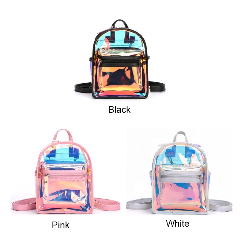Women Fashion Hologram Laser Shine Ladies Sac Female Colorful clear Girl PVC Jelly Mini Backpack Cute