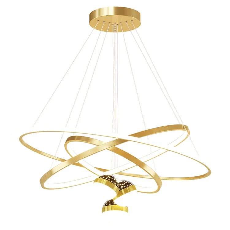 Домашний Декор 4 кольца высокий потолок люстра стальная светодиодная круглая Современная Скандинавская роскошная хрустальная