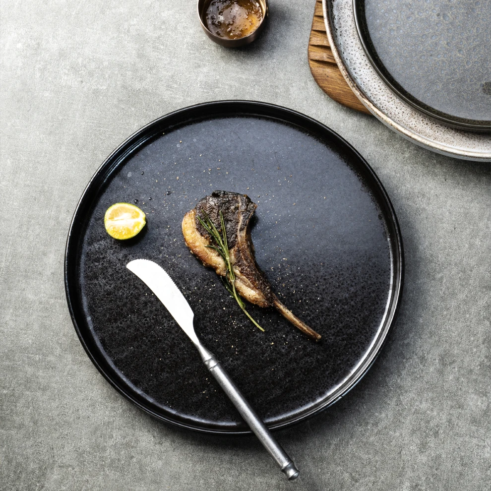 Yayu Serving Restaurant Tablewares Sauce Salad Sushi Tray Tapas Tempura Vajilla Glaze Thailand Black Assiette Color Plate