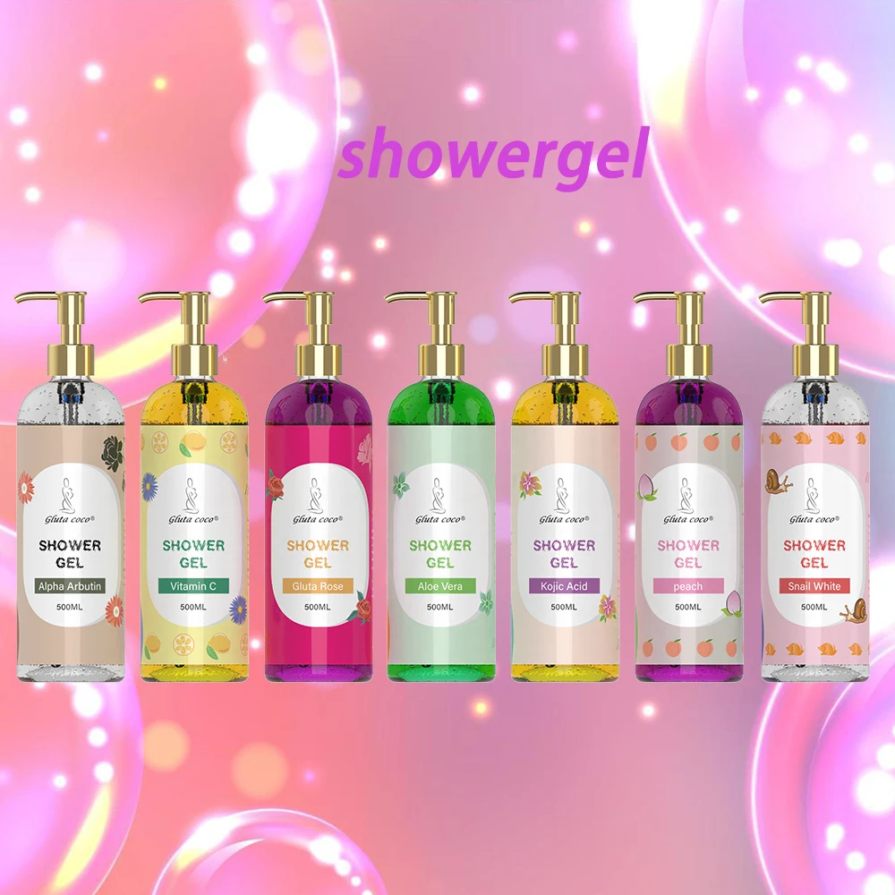 Gluta COCO 7 видов Высококачественная койевая кислота с витамином C розовый Очищающий освежающий увлажняющий гель для душа 500 мл