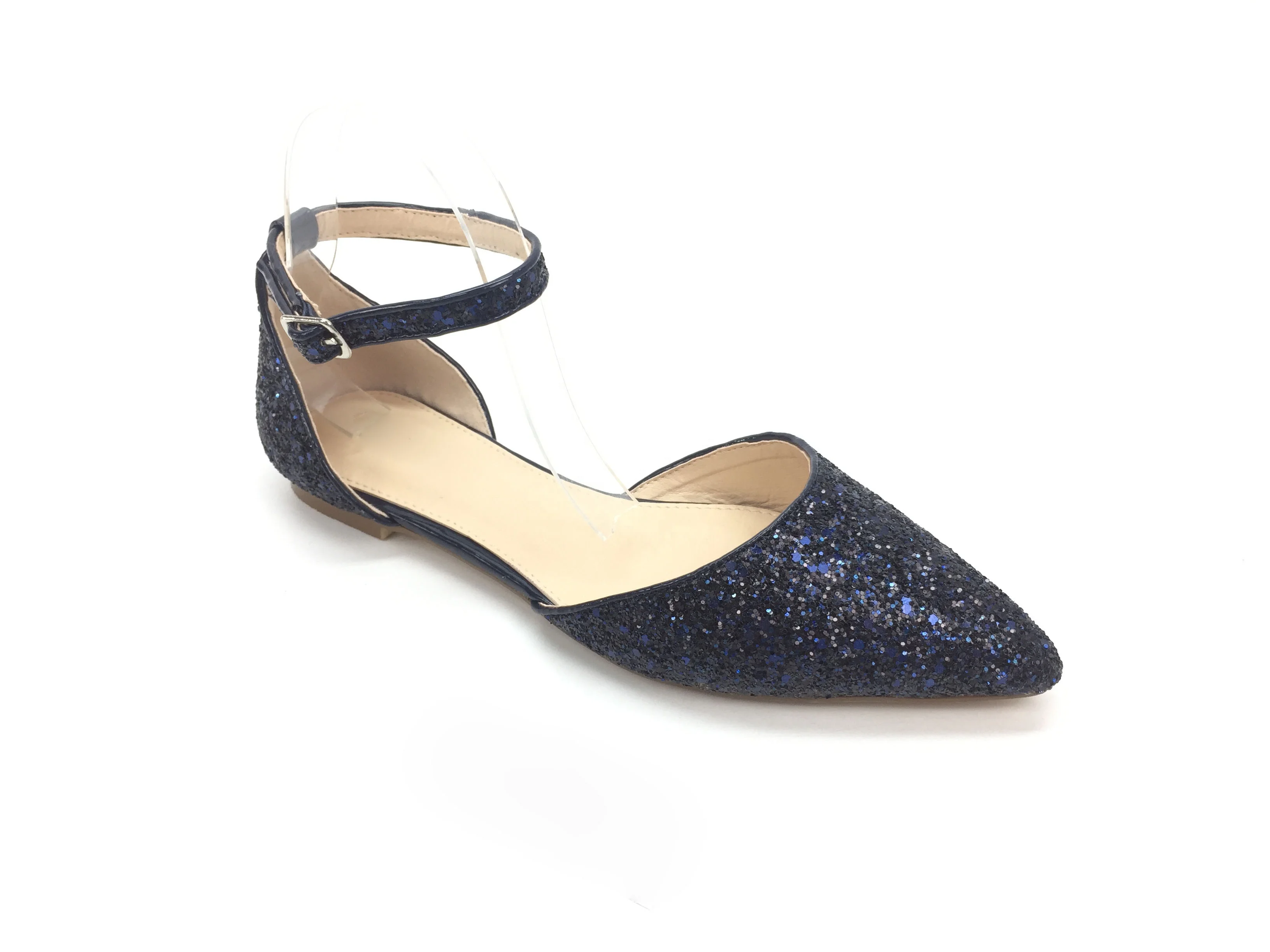 Wedding Party Dress Styles Rock Glitter Flat Lady Shoes Ankle Strap Women Soft pointed toe trendy new sexy shoes