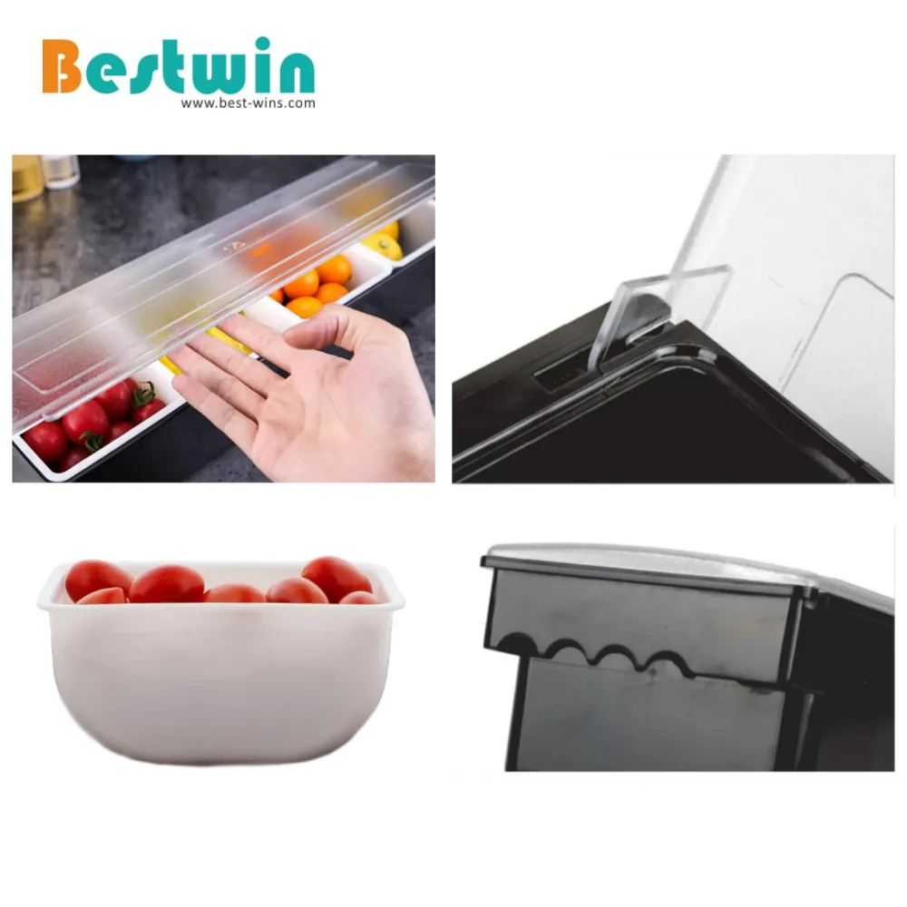 6-Compartment Plastic Garnish Stations Cocktailor Fruit Toppings Serve Chilled Condiment Bar