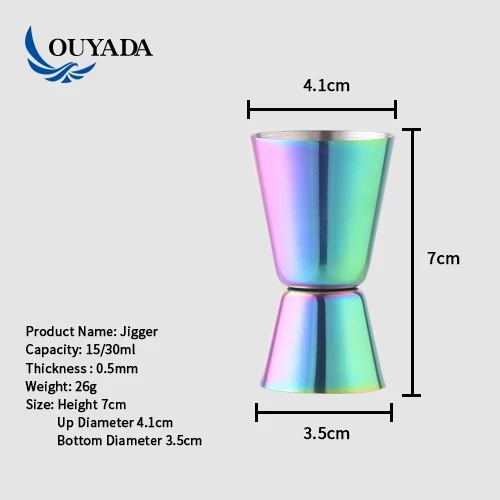 OUYADA Factory Direct Japanese Custom 25/50ml Double Head Ring Stainless Steel Rose Gold Bar Copper Plated Jigger Cocktail