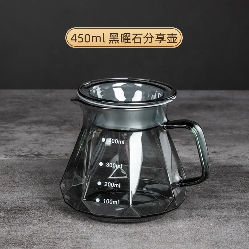 Cross-border Hot Selling Obsidian Diamond Hand-brewed Coffee Sharing Pot with Scale Coffee Portable Pot