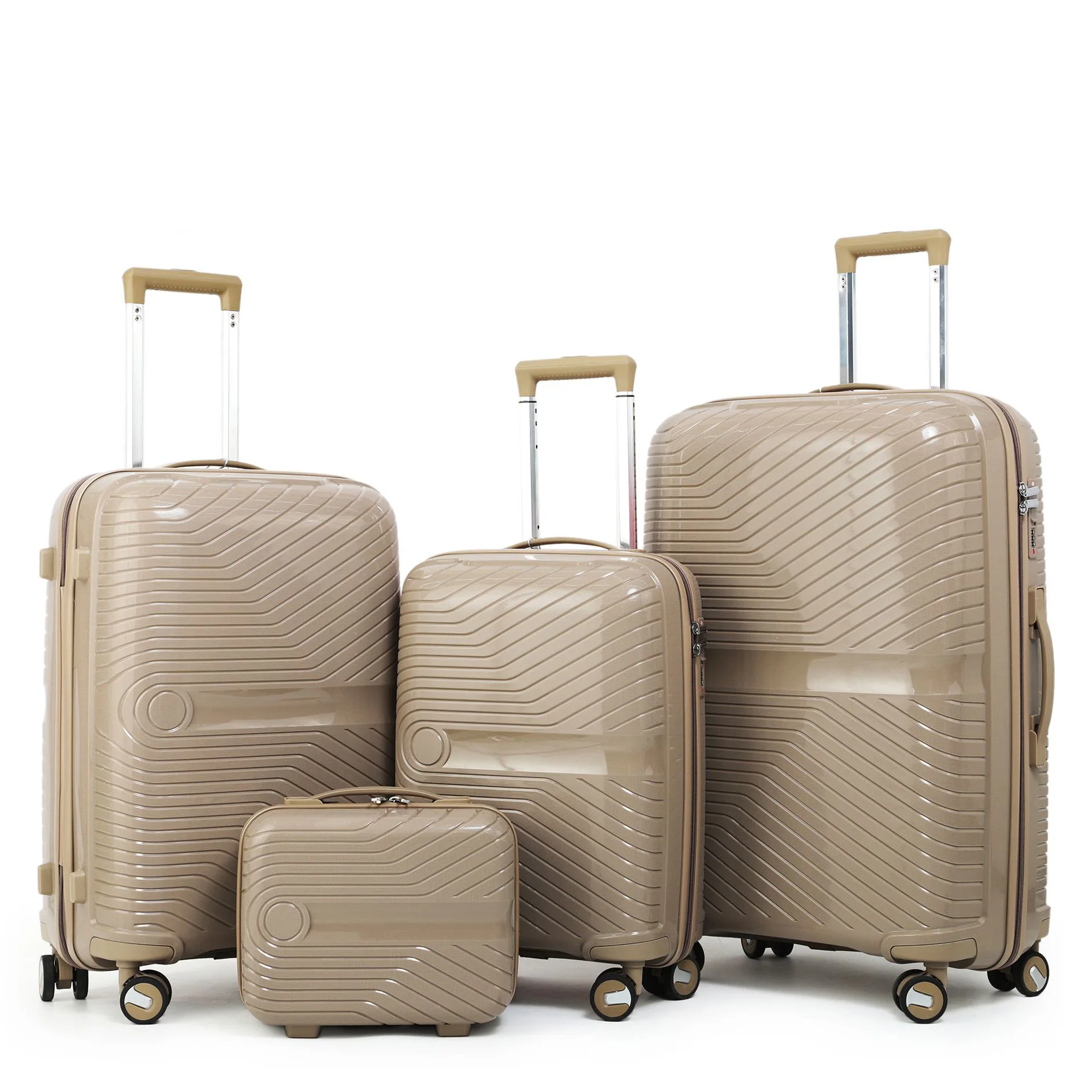 new design Universal factory direct sale multifunction spinner 360 degree wheels 4 PCS set PP luggage for outdoor travel