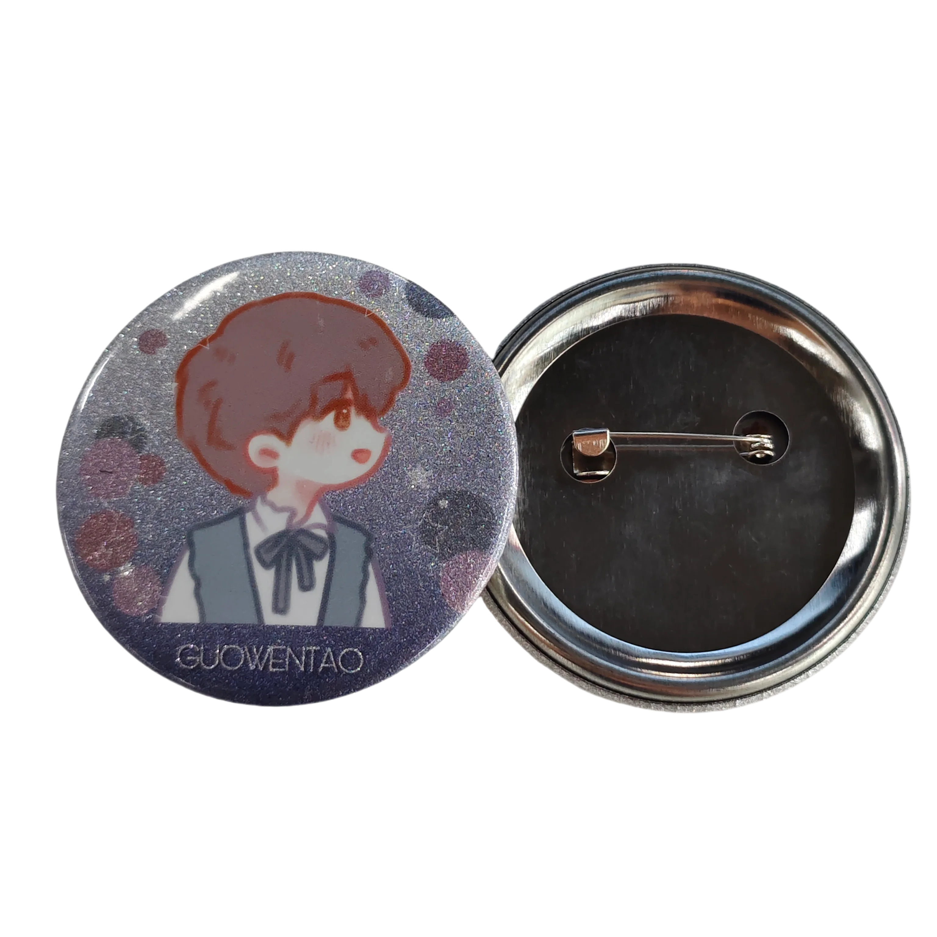 Promotional cheap anime sublimation logo round safety blank 75mm 58mm 44mm 37mm custom metal tin tinplate button Pin Badge