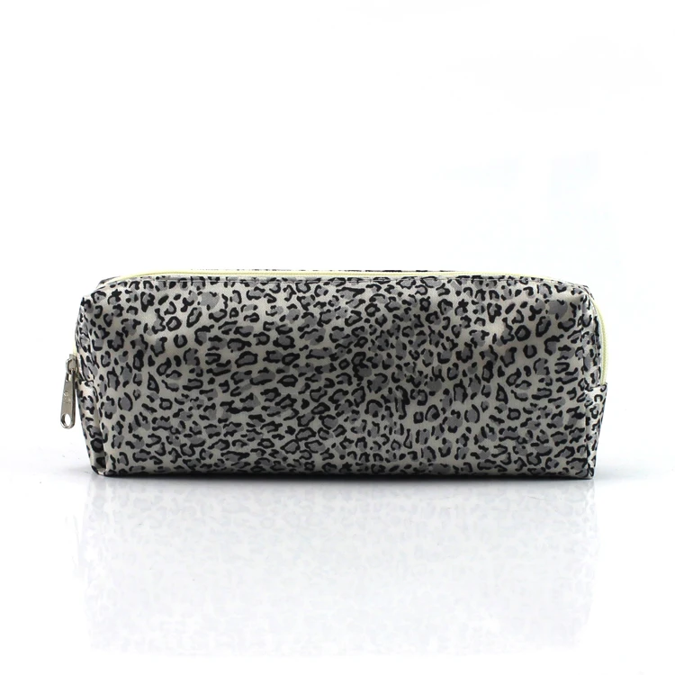 Classic Leopard Print Polyester Pencil Case with Zipper Multi-Purpose School and Cosmetic Makeup Pouch for Women
